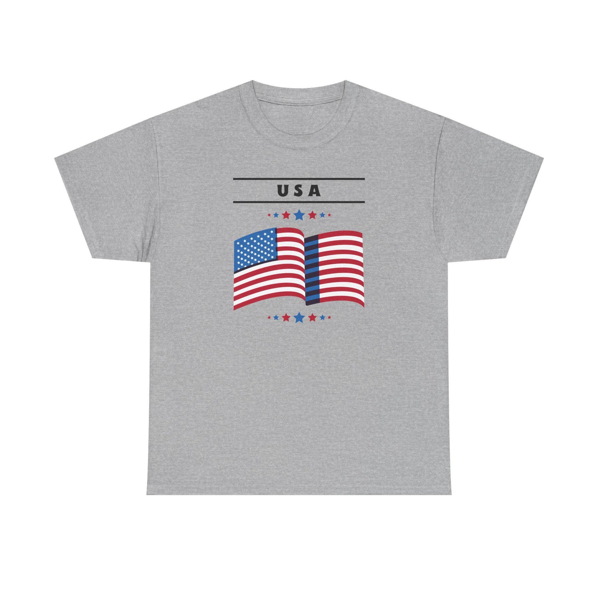 USA Flag Unisex Heavy Cotton Tee | Patriotic Shirt | Independence Day, Memorial Day, Fourth of July, Family Gatherings, Events, 4th of July