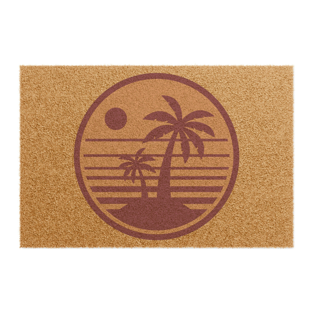 Indoor/Outdoor Doormat with Retro Palm Trees & Sunset Design for you or gift