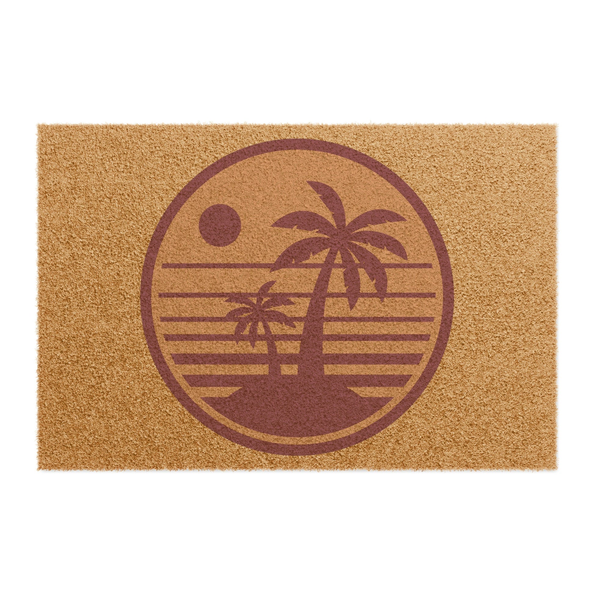 Indoor/Outdoor Doormat with Retro Palm Trees & Sunset Design for you or gift