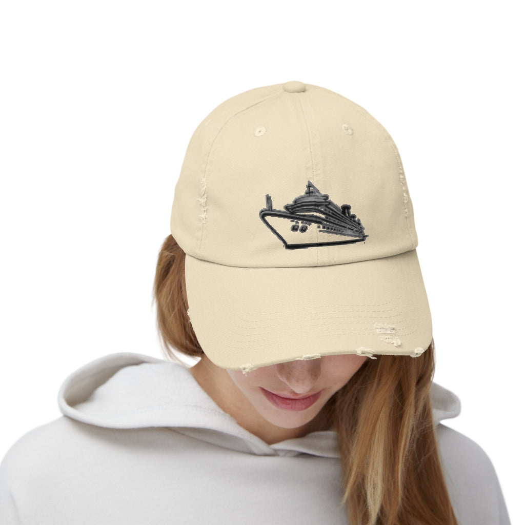 Cap with cruise ship design Distressed Cap style