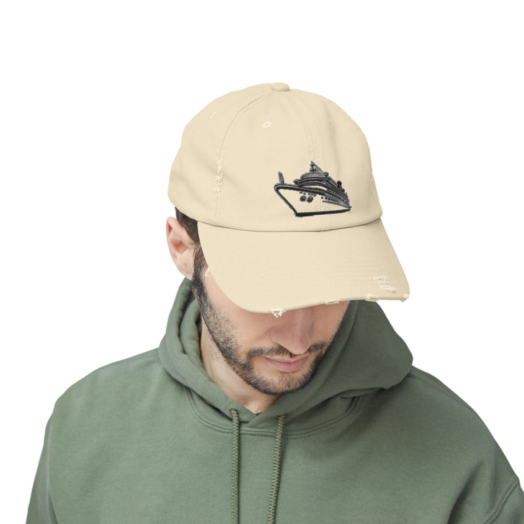 Cap with cruise ship design Distressed Cap style