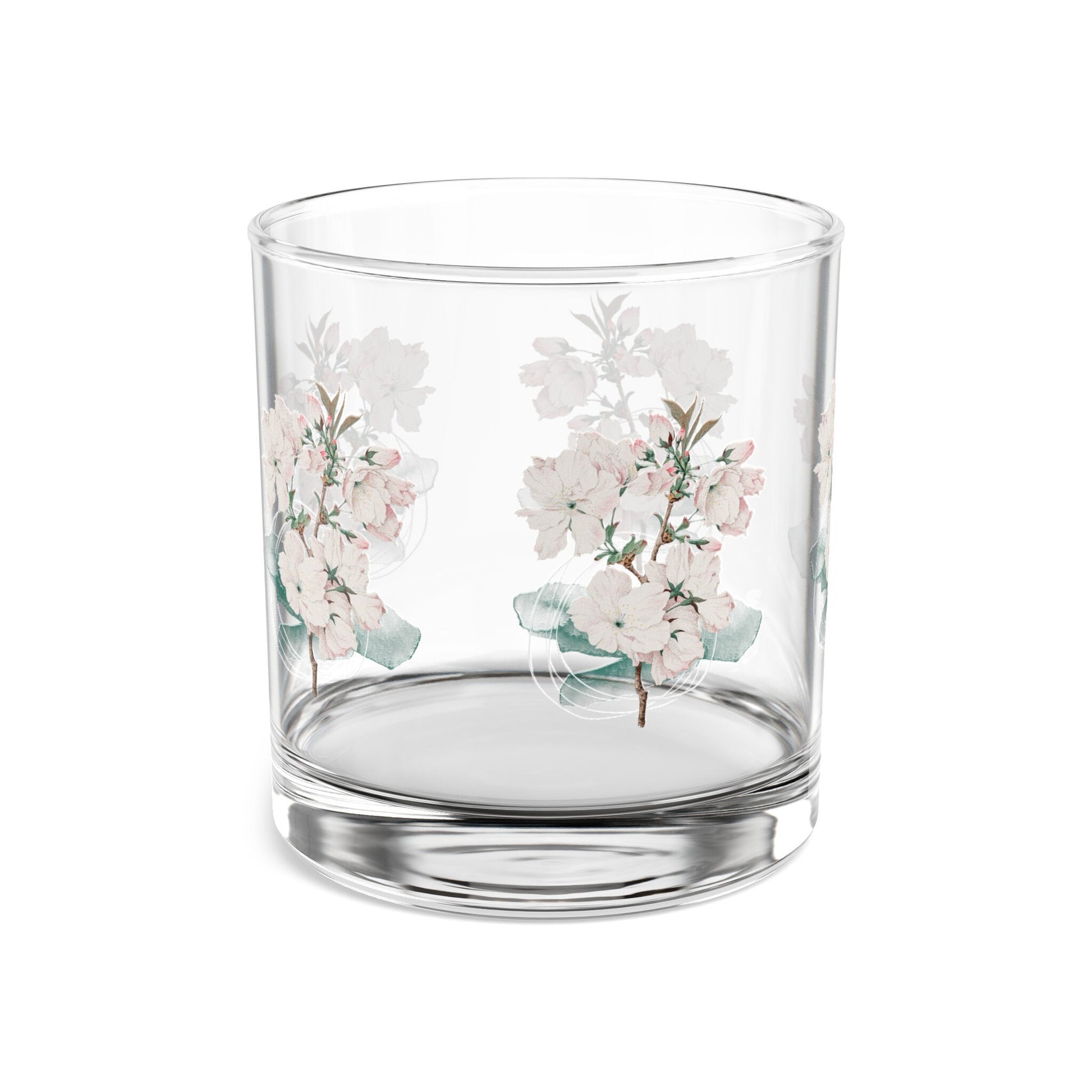 Drink Glass " Blooming Flowers" Rocks Glass, 10oz