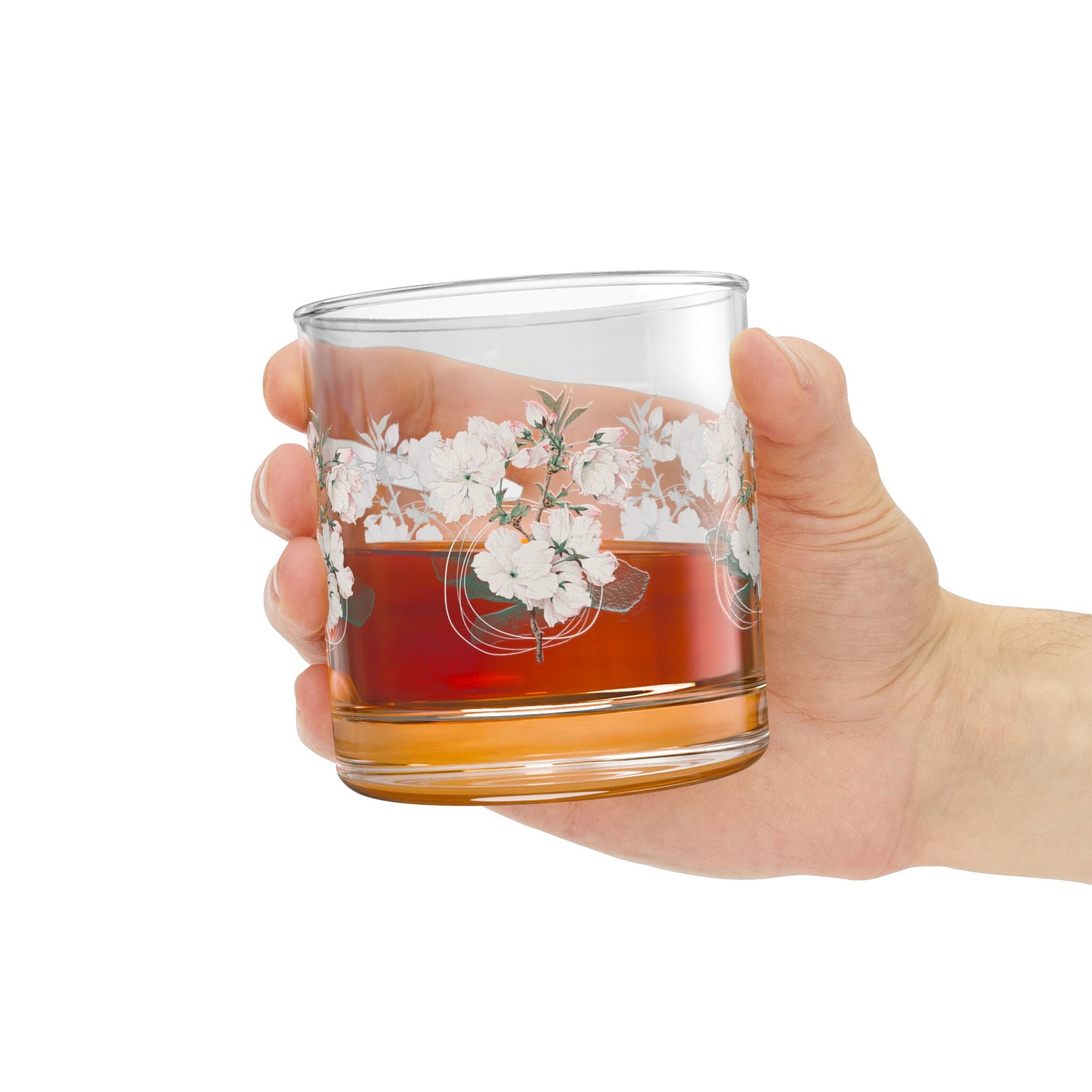 Drink Glass " Blooming Flowers" Rocks Glass, 10oz