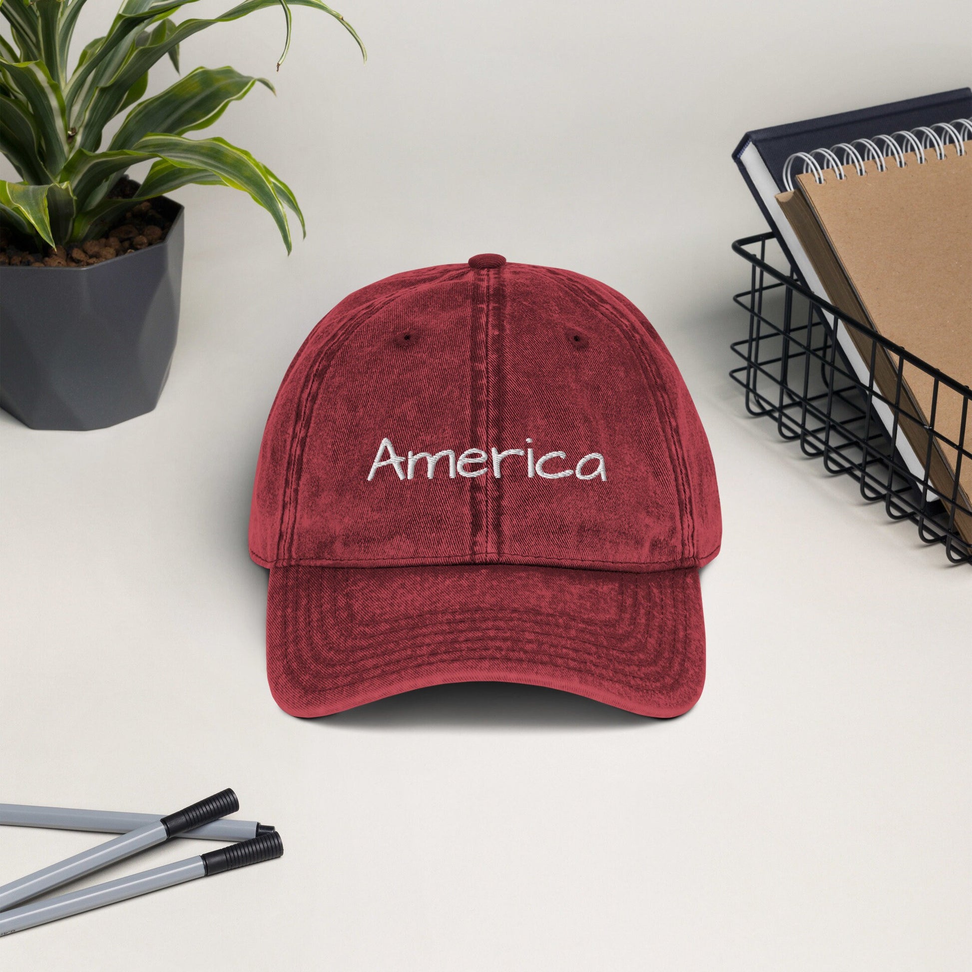 Embroidered cotton twill cap America Vintage Cotton Twill Cap