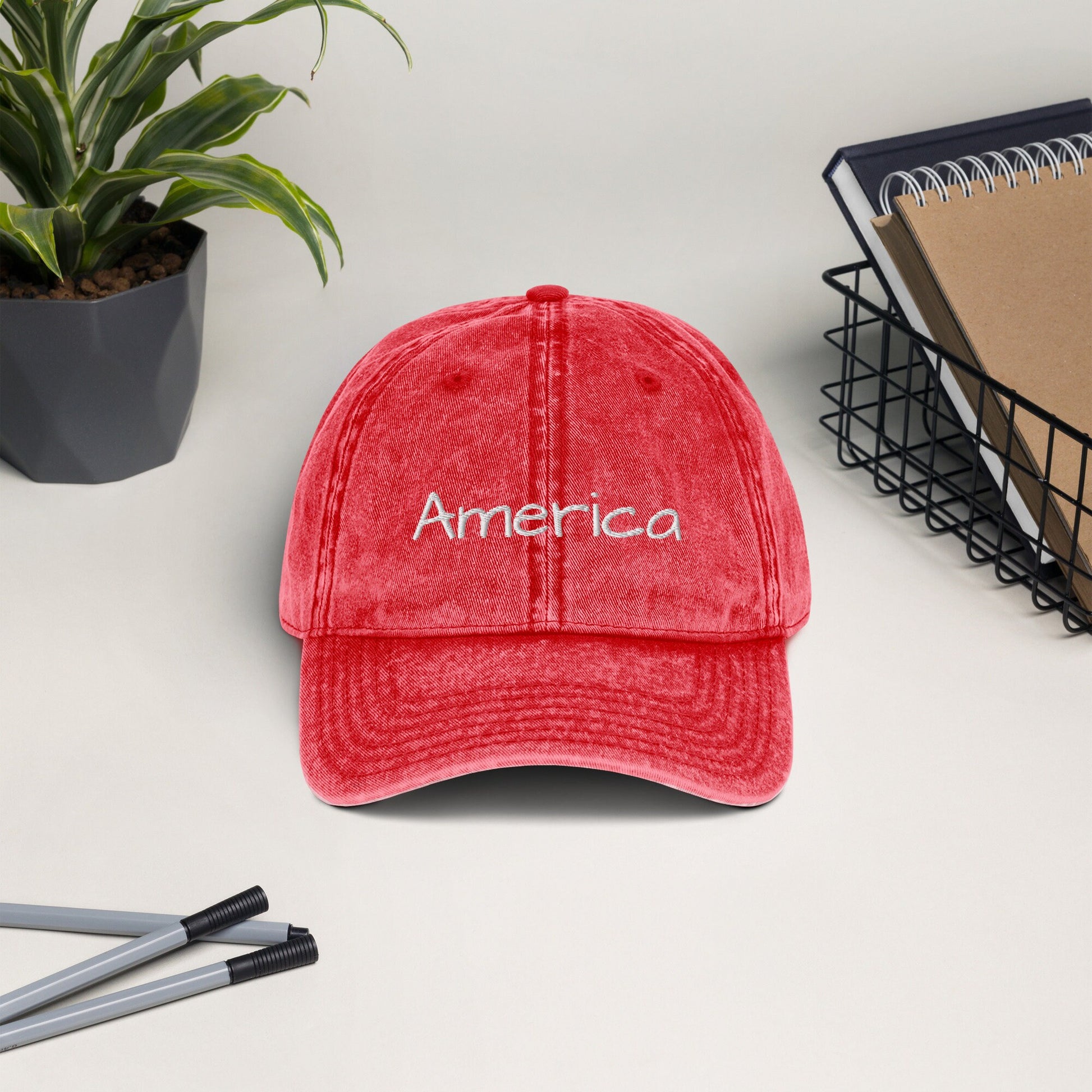 Embroidered cotton twill cap America Vintage Cotton Twill Cap