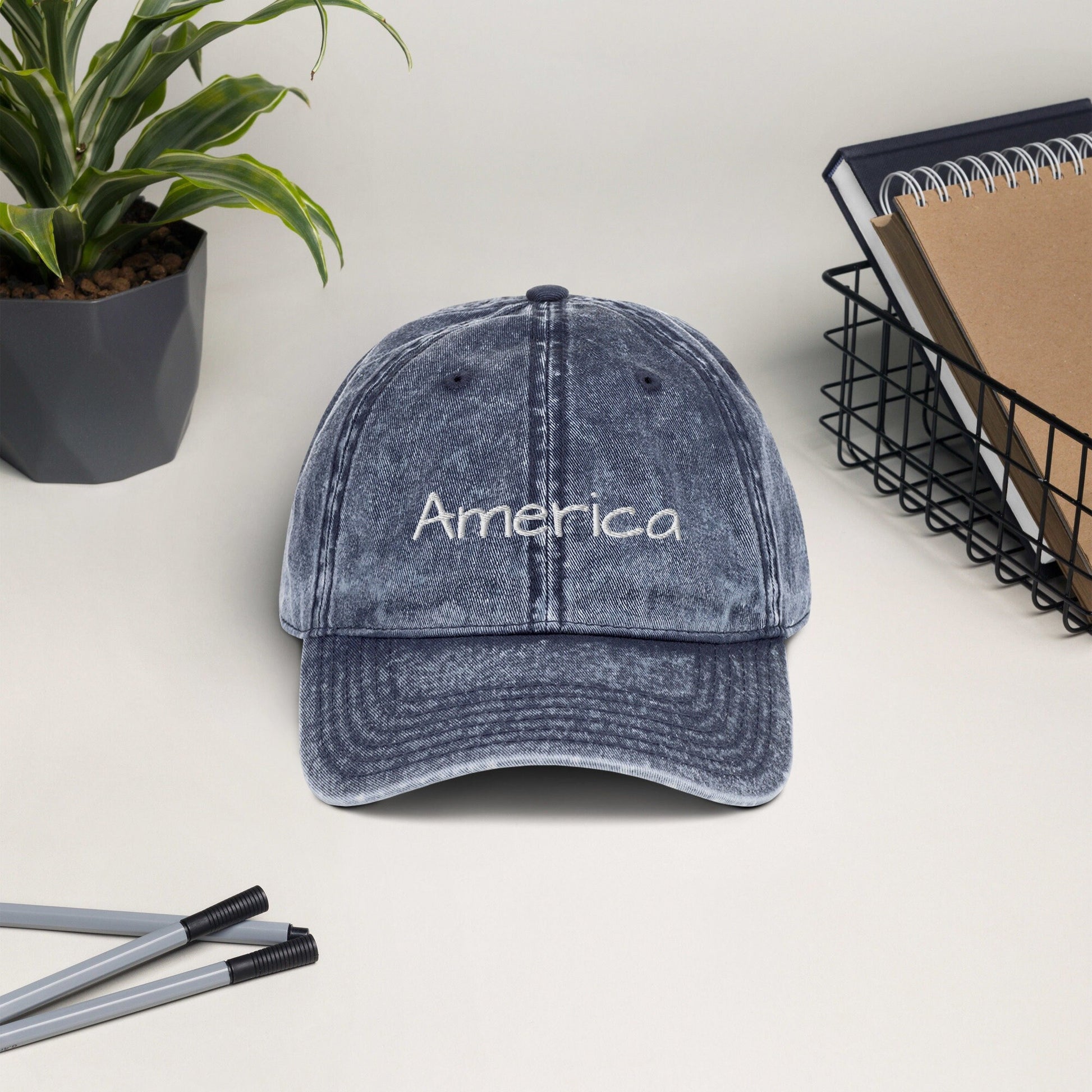 Embroidered cotton twill cap America Vintage Cotton Twill Cap
