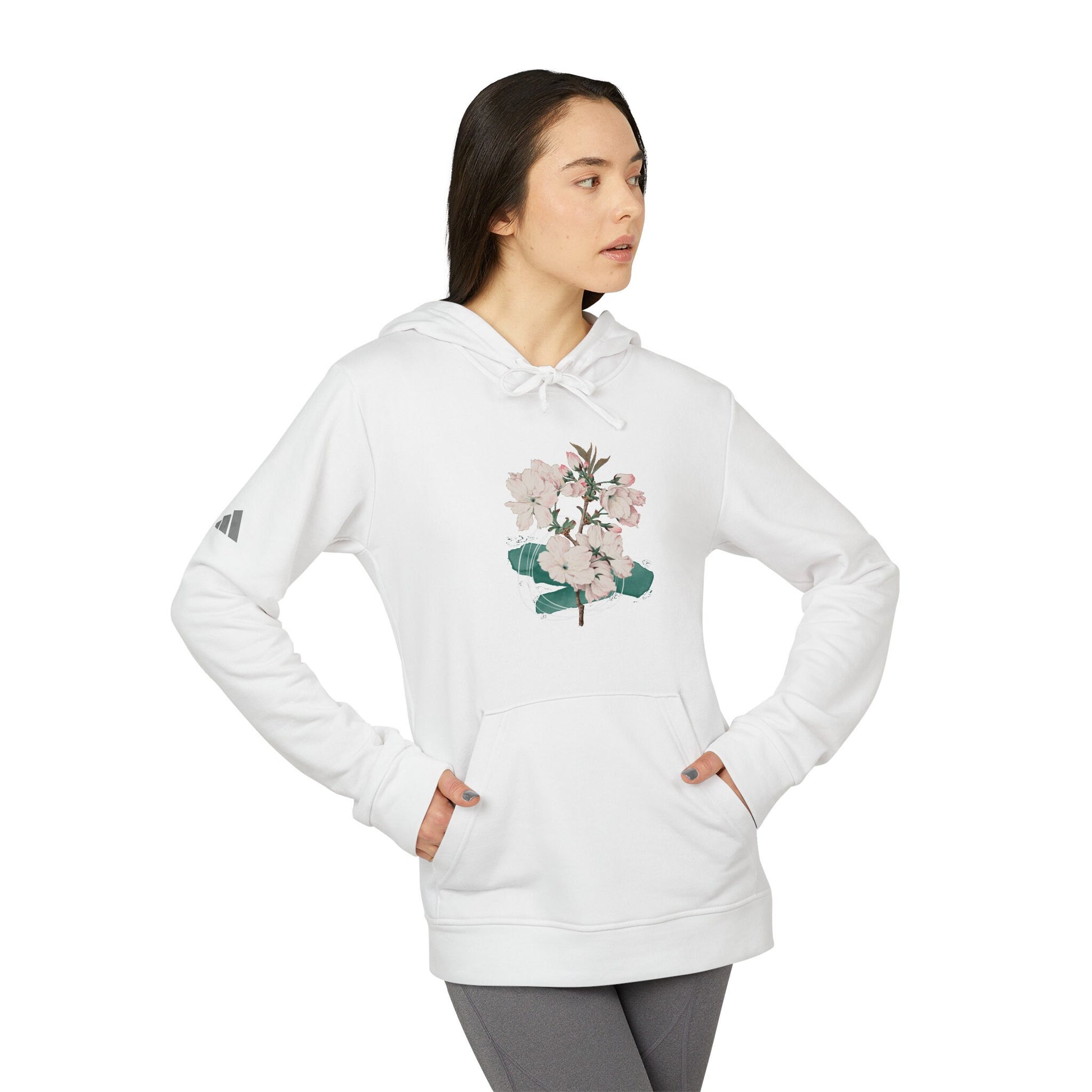 Fleece Hoodie adidas® customized with beautiful-floral design gift for her, Back to School  Hoodie, Athletic Wear, Comfortable Hoodie, gift