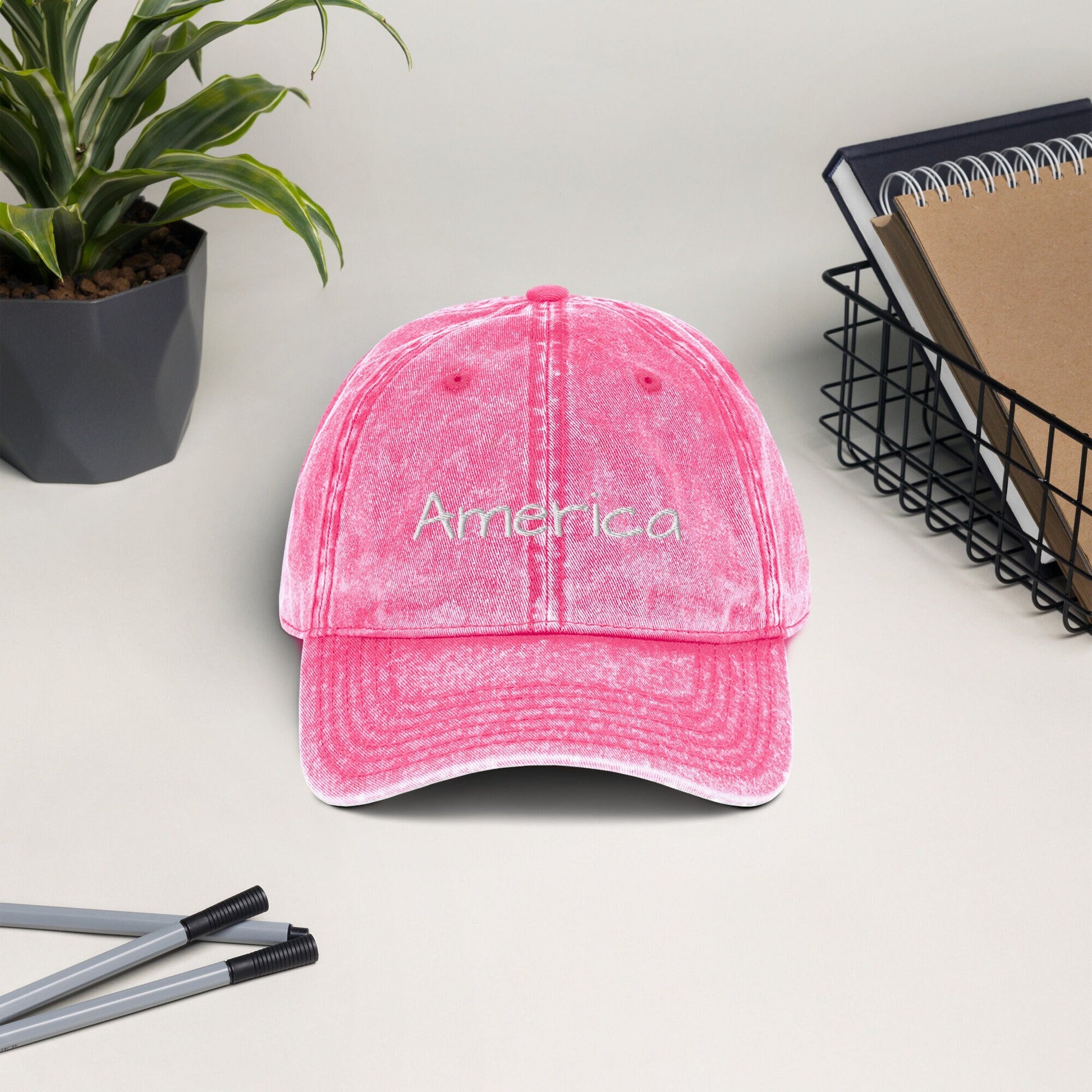 Embroidered cotton twill cap America Vintage Cotton Twill Cap