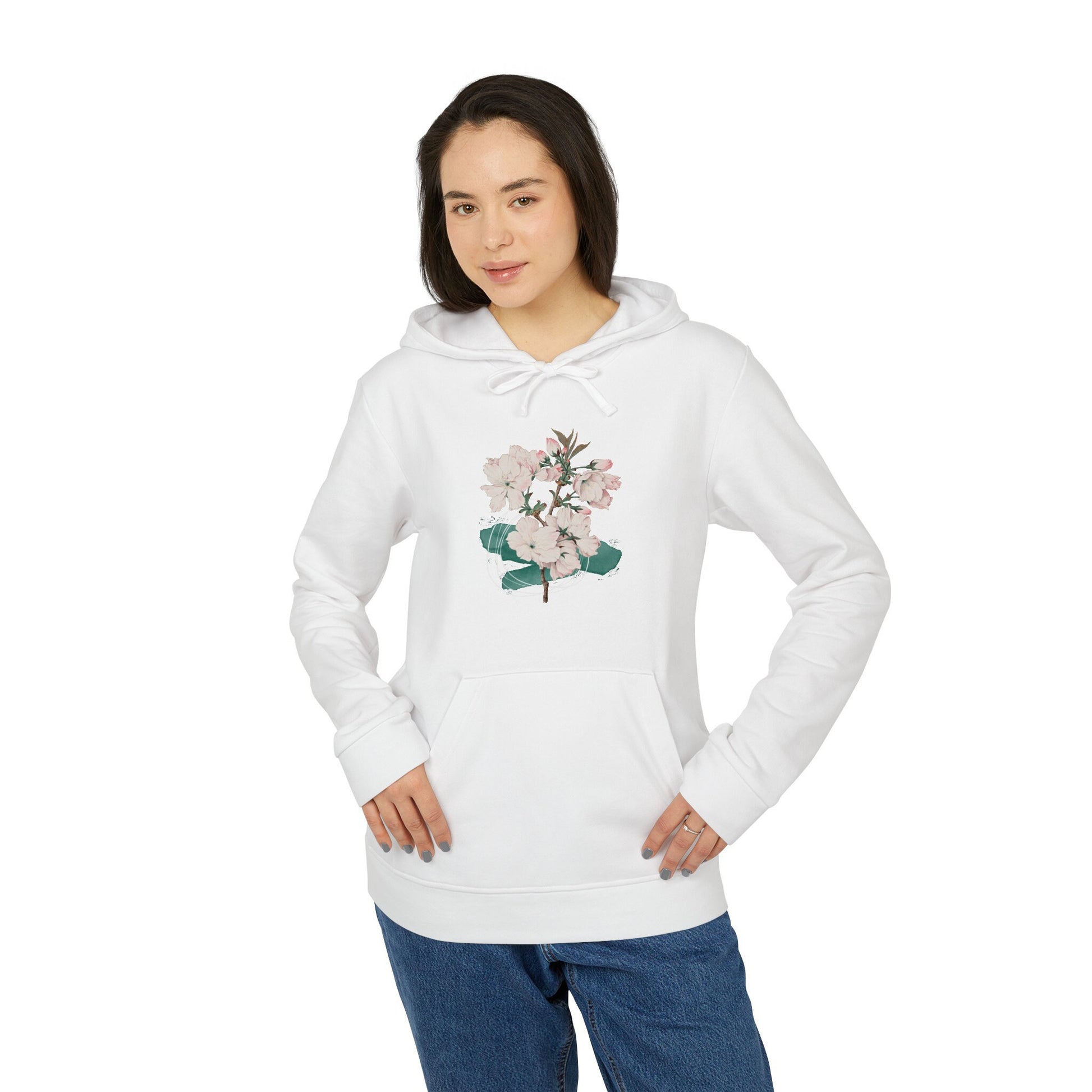 Fleece Hoodie adidas® customized with beautiful-floral design gift for her, Back to School  Hoodie, Athletic Wear, Comfortable Hoodie, gift