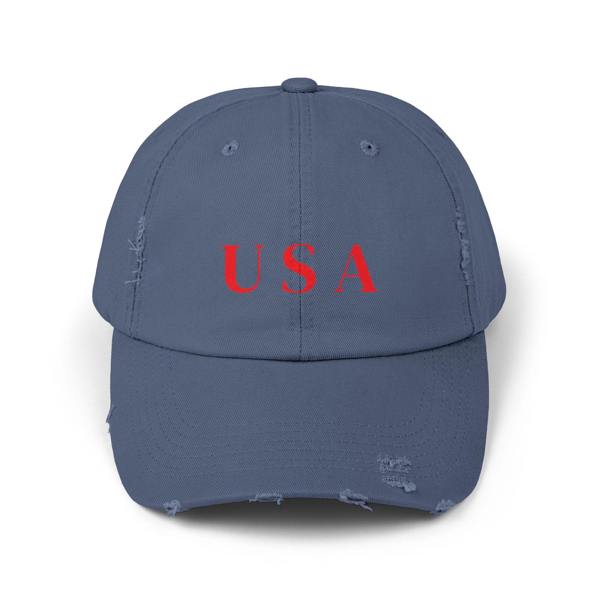 USA Unisex Distressed Cap - Vintage Style Baseball Hat with American Flag Design, Patriotic Headwear for Men and Women, Retro Dad Cap,