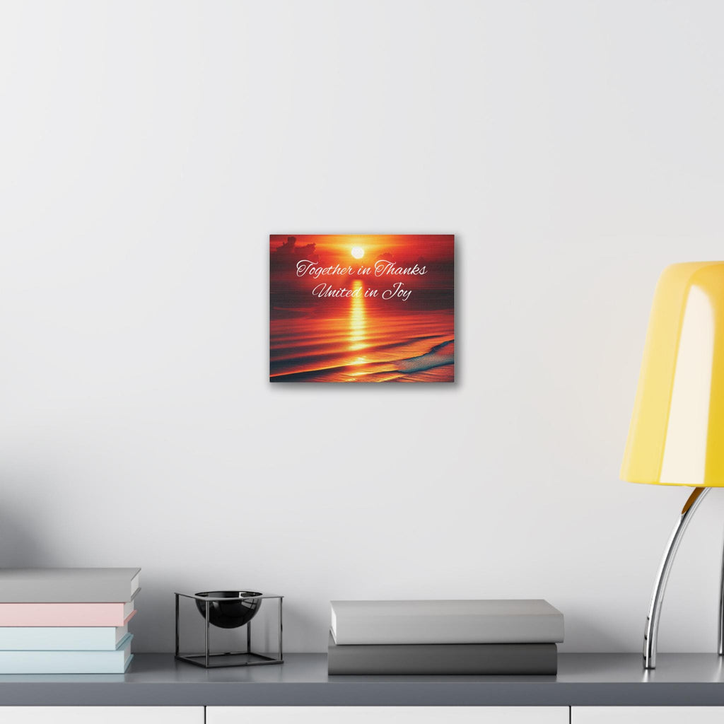 Thanksgiving Canvas Wall Art, Family Gift, Inspirational Together in Thanks, United in Joy, Stretched Canvas Print