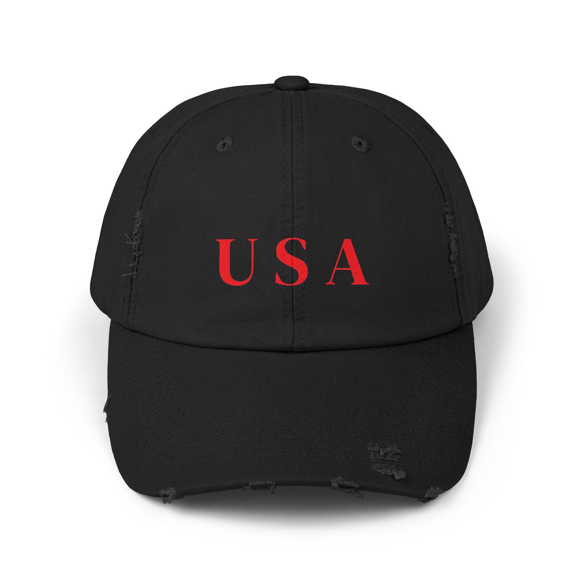USA Unisex Distressed Cap - Vintage Style Baseball Hat with American Flag Design, Patriotic Headwear for Men and Women, Retro Dad Cap,