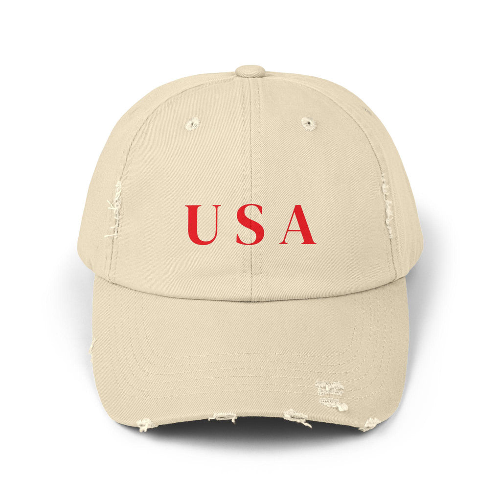 USA Unisex Distressed Cap - Vintage Style Baseball Hat with American Flag Design, Patriotic Headwear for Men and Women, Retro Dad Cap,