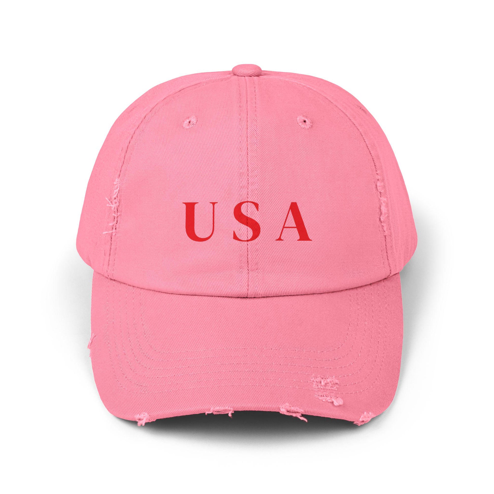 USA Unisex Distressed Cap - Vintage Style Baseball Hat with American Flag Design, Patriotic Headwear for Men and Women, Retro Dad Cap,
