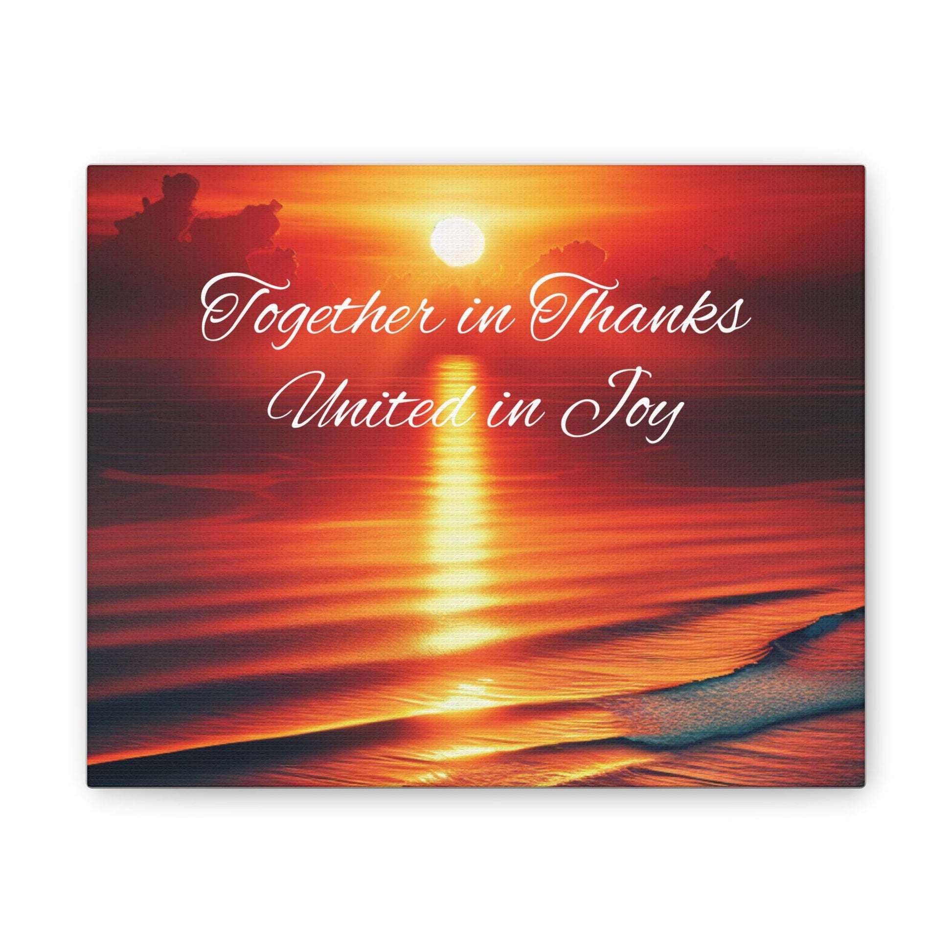 Thanksgiving Canvas Wall Art, Family Gift, Inspirational Together in Thanks, United in Joy, Stretched Canvas Print