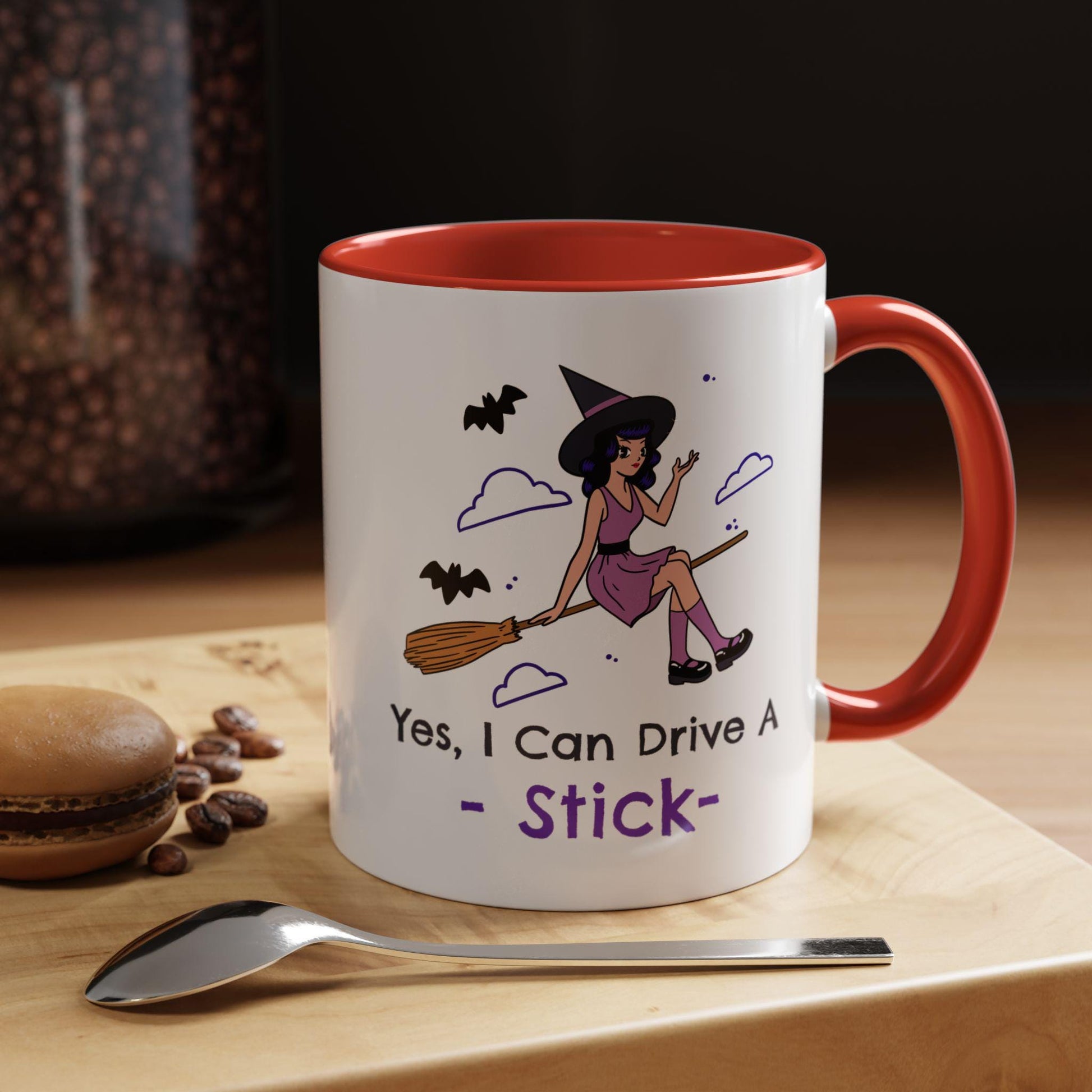 Witch Broom Mug, Halloween Witch Coffee Cup, Funny Accent Mug for Witches, Halloween Gift, available in two sizes 11oz or 15oz
