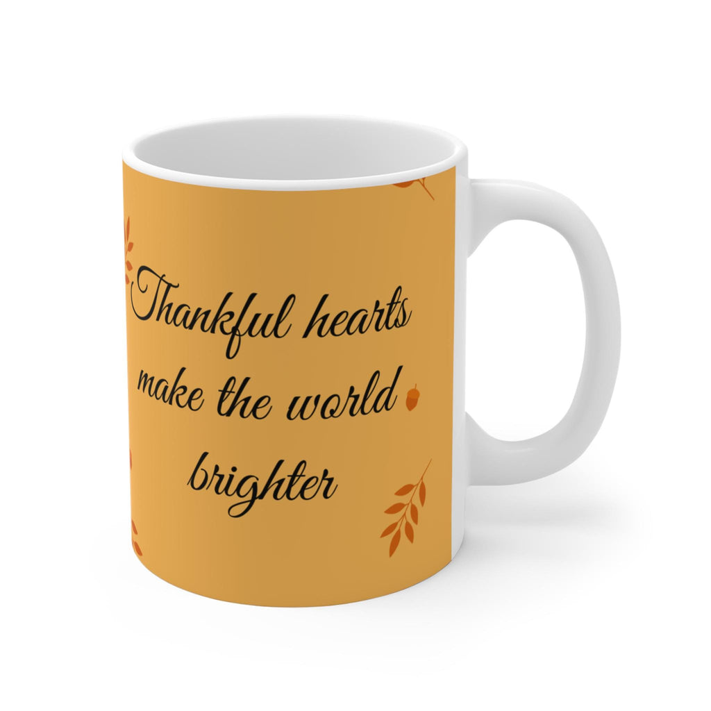 Thanksgiving Thankful Hearts Mug 11oz, Gratitude Coffee Cup, Fall Harvest Tea Mug, Holiday Gift, Festive Drinkware