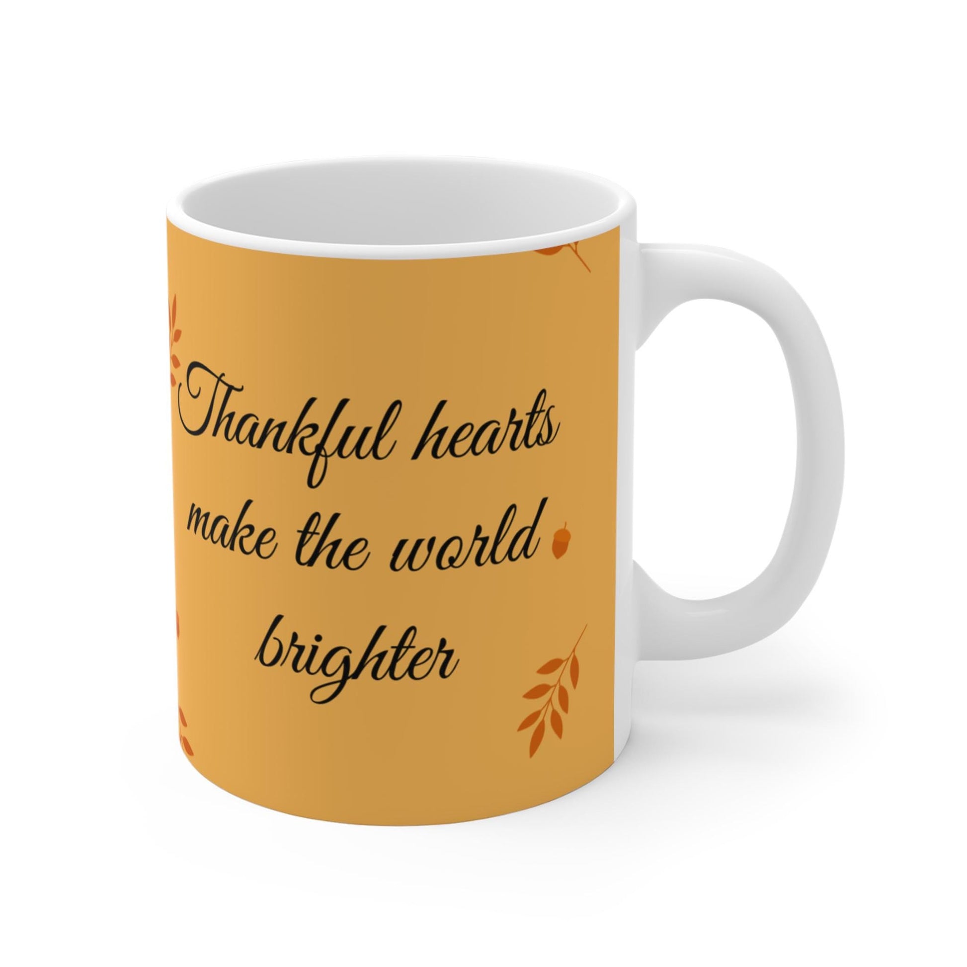 Thanksgiving Thankful Hearts Mug 11oz, Gratitude Coffee Cup, Fall Harvest Tea Mug, Holiday Gift, Festive Drinkware