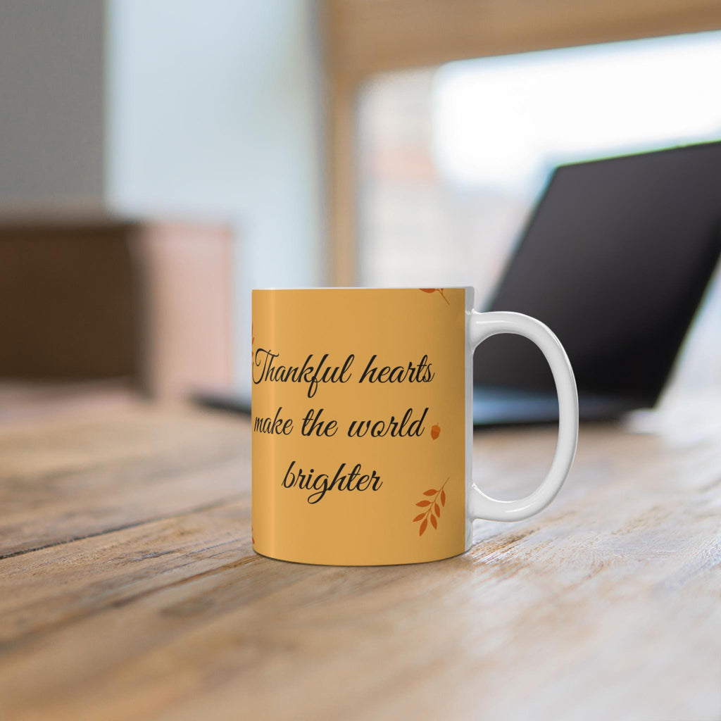 Thanksgiving Thankful Hearts Mug 11oz, Gratitude Coffee Cup, Fall Harvest Tea Mug, Holiday Gift, Festive Drinkware