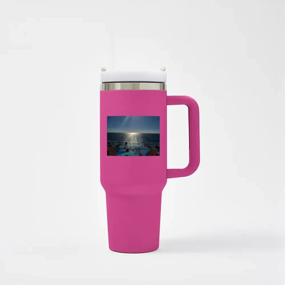 Insulated Travel Mug with Handle and Straw - Perfect for Cruise Lovers, Durable Drinkware for Adventure & Travel