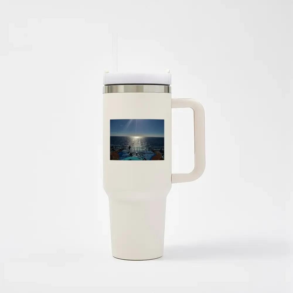 Insulated Travel Mug with Handle and Straw - Perfect for Cruise Lovers, Durable Drinkware for Adventure & Travel