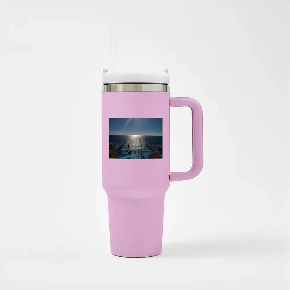 Insulated Travel Mug with Handle and Straw - Perfect for Cruise Lovers, Durable Drinkware for Adventure & Travel