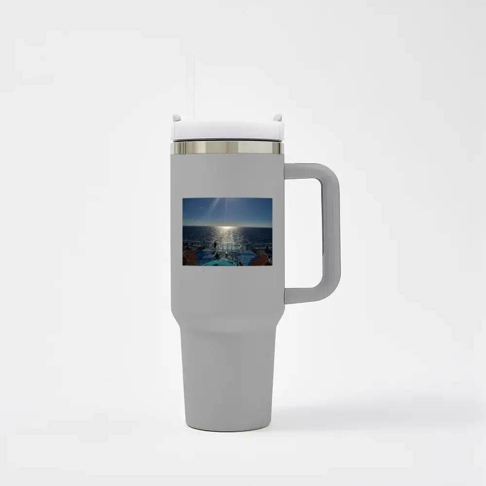 Insulated Travel Mug with Handle and Straw - Perfect for Cruise Lovers, Durable Drinkware for Adventure & Travel