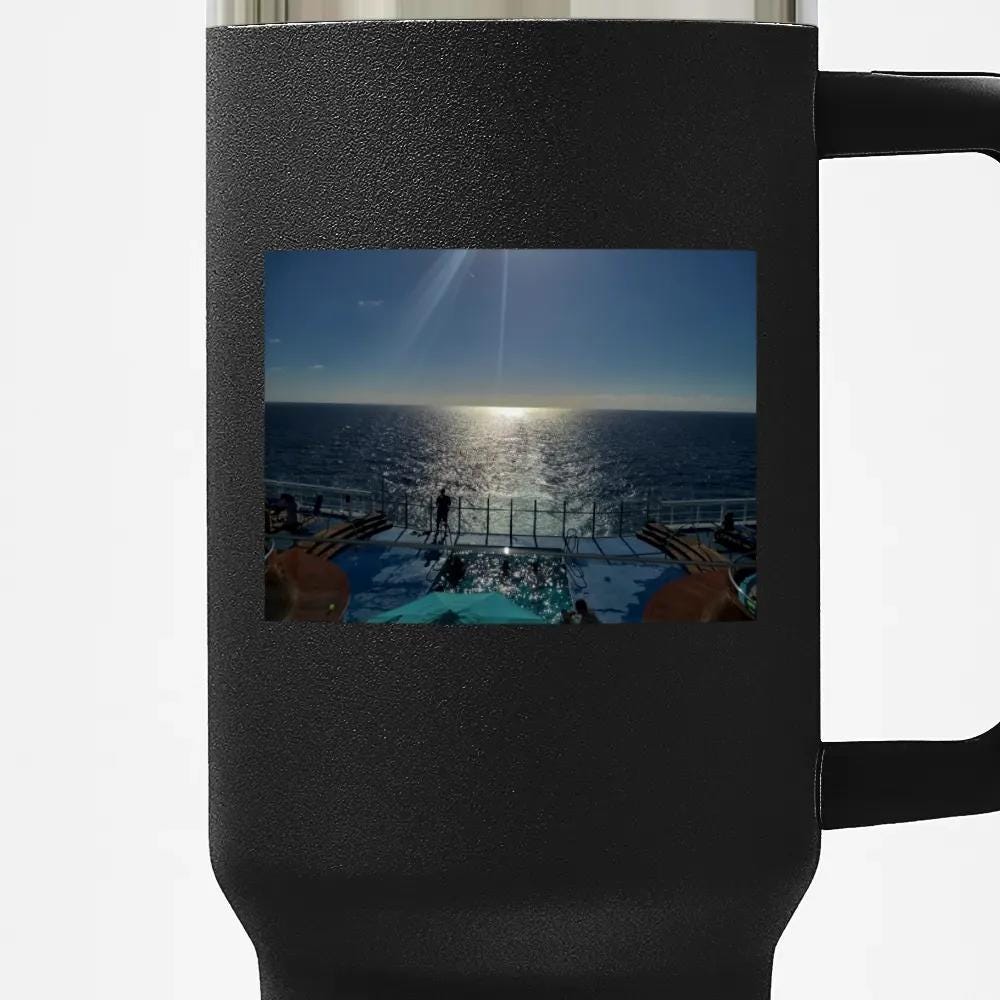 Insulated Travel Mug with Handle and Straw - Perfect for Cruise Lovers, Durable Drinkware for Adventure & Travel