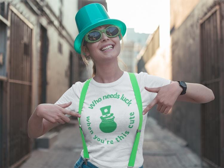 St Patrick Day Cute Luck Unisex T-Shirt, Irish Shamrock Tee, Funny Saint Paddy's Day Shirt, Green Clover Clothing, Festive Holiday Apparel