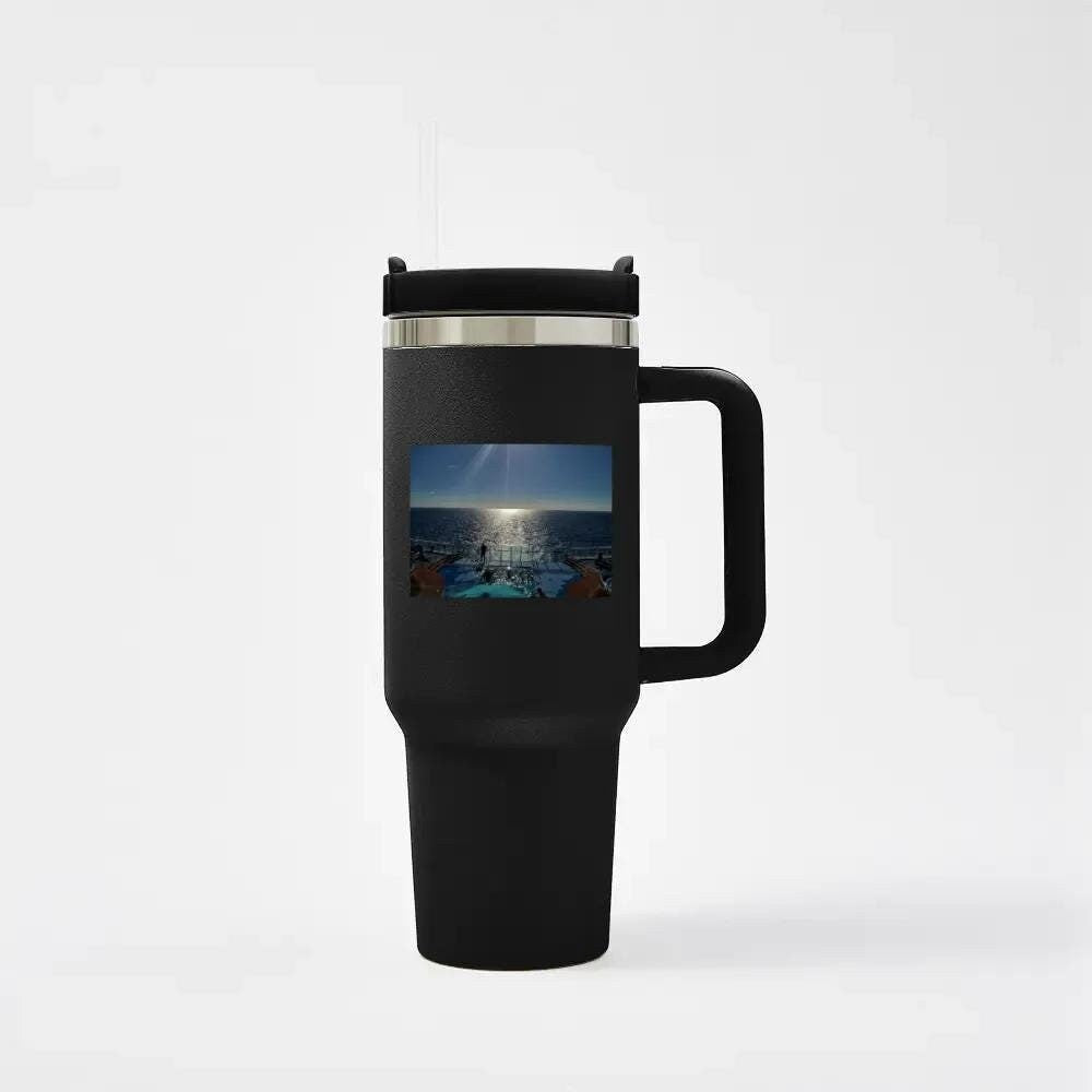 Insulated Travel Mug with Handle and Straw - Perfect for Cruise Lovers, Durable Drinkware for Adventure & Travel