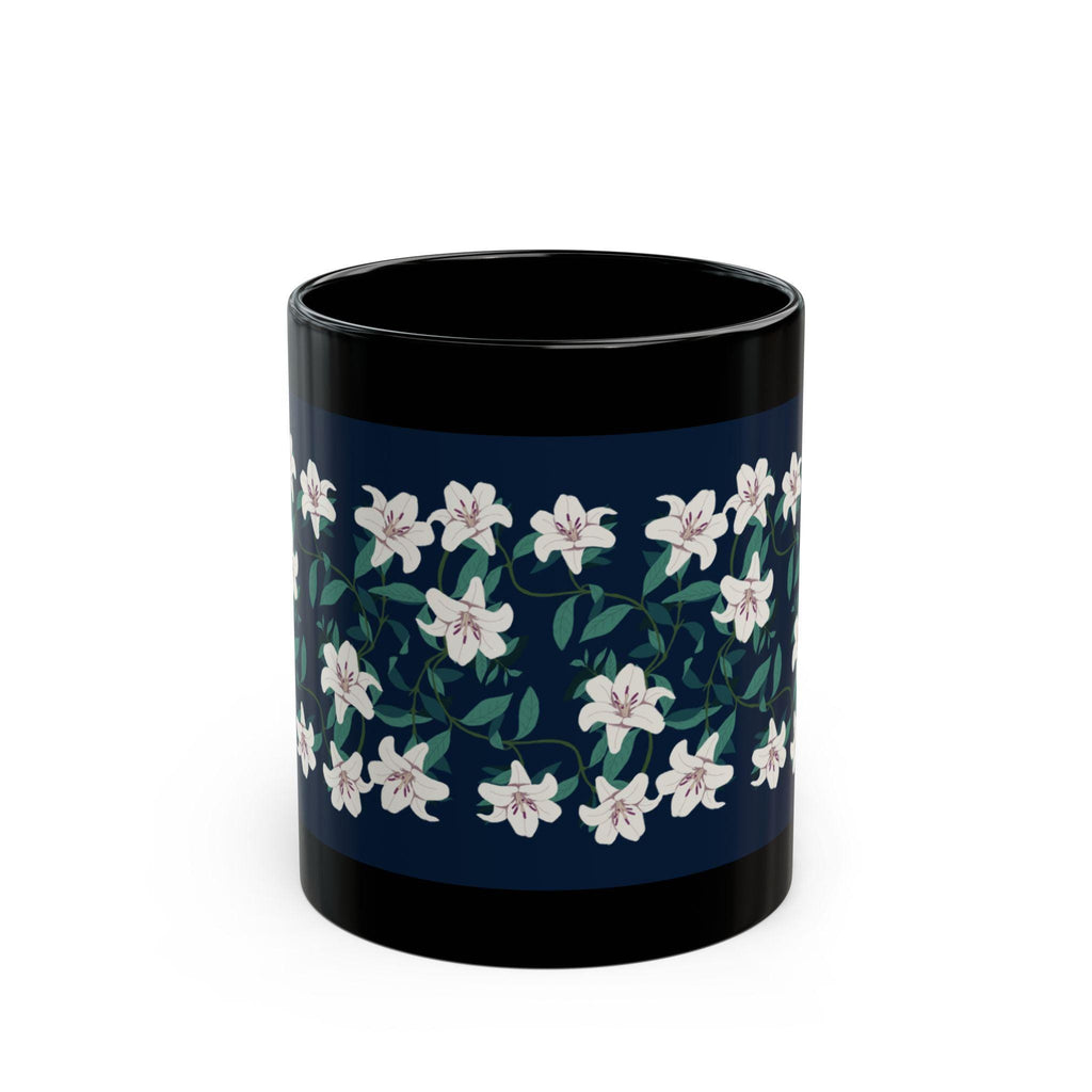 Springtime Flower Mug - Black Coffee Cup (11oz & 15oz) - Floral Drinkware for Tea Lovers - Perfect Gift Idea for Spring