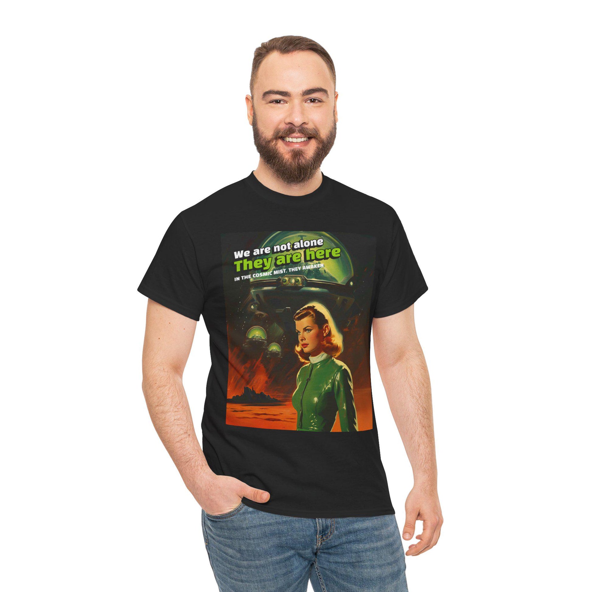 Men's alien T-Shirt Si-Fi Alien Encounter Graphic Tee Vintage Sci-Fi Shirt Unique Gift for Nerds Halloween Costume Retro Style t-shirt