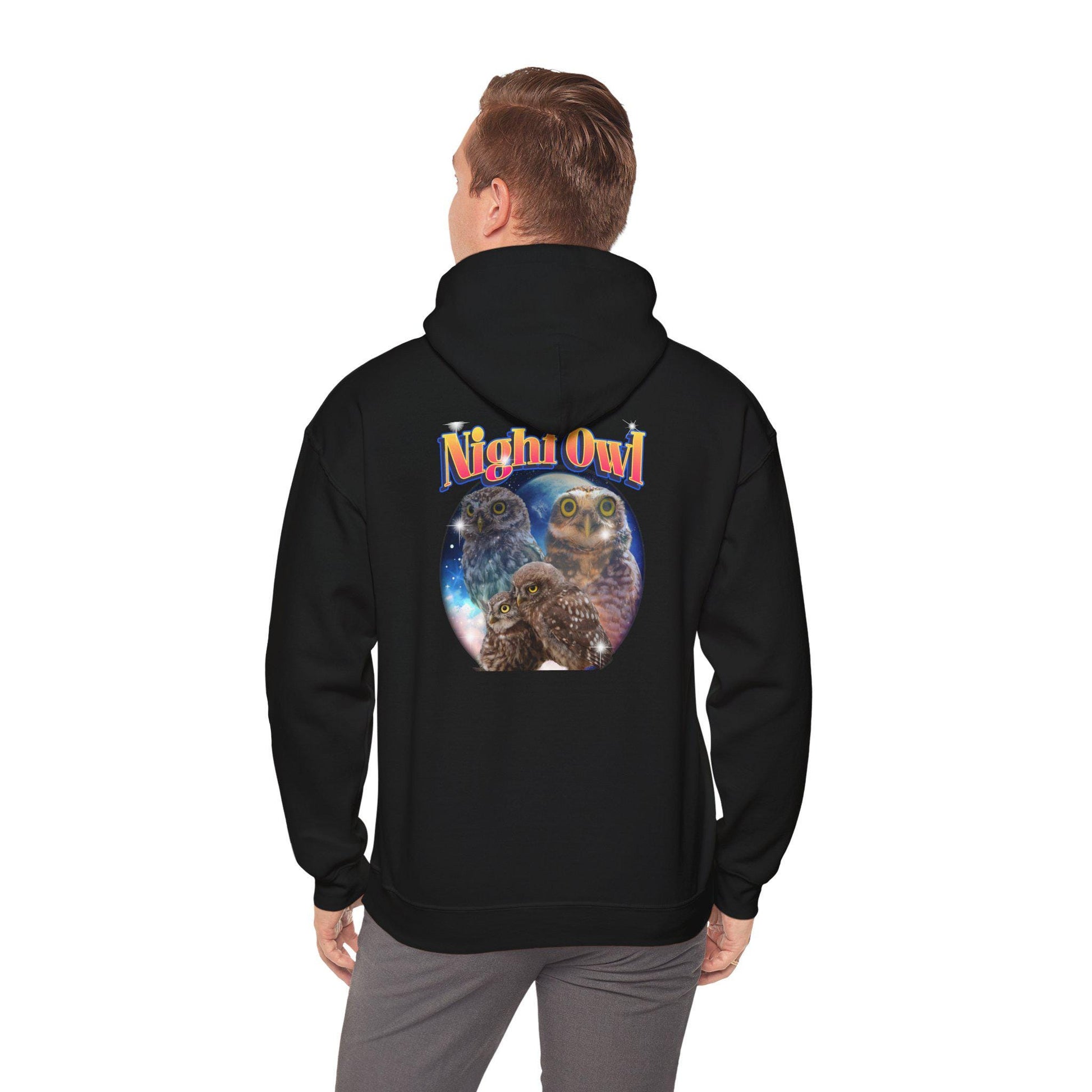 Gift for Animal lover Hoodie, Night Owl Hoodie Sweatshirt for Owl Lovers, Cute Gift for Casual Outings & Late Night Friends