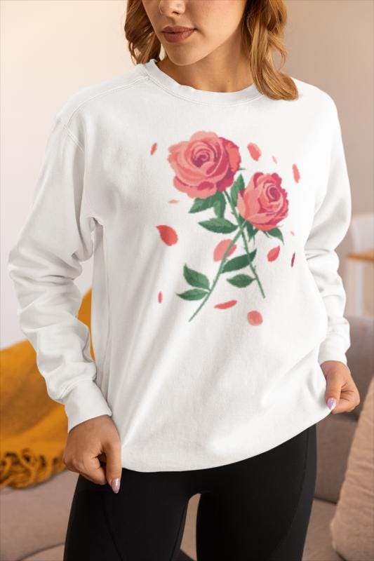 Floral Rose Sweatshirt - Cozy Crewneck for Casual Outfits, Mother's Day Gift, Spring Fashion