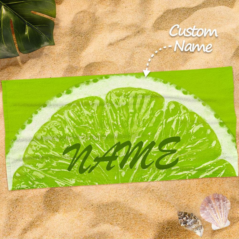 Personalized Beach Towel with Orange Fruit Print – Custom Name Summer Towel for Pool, Poolside & Beach Use