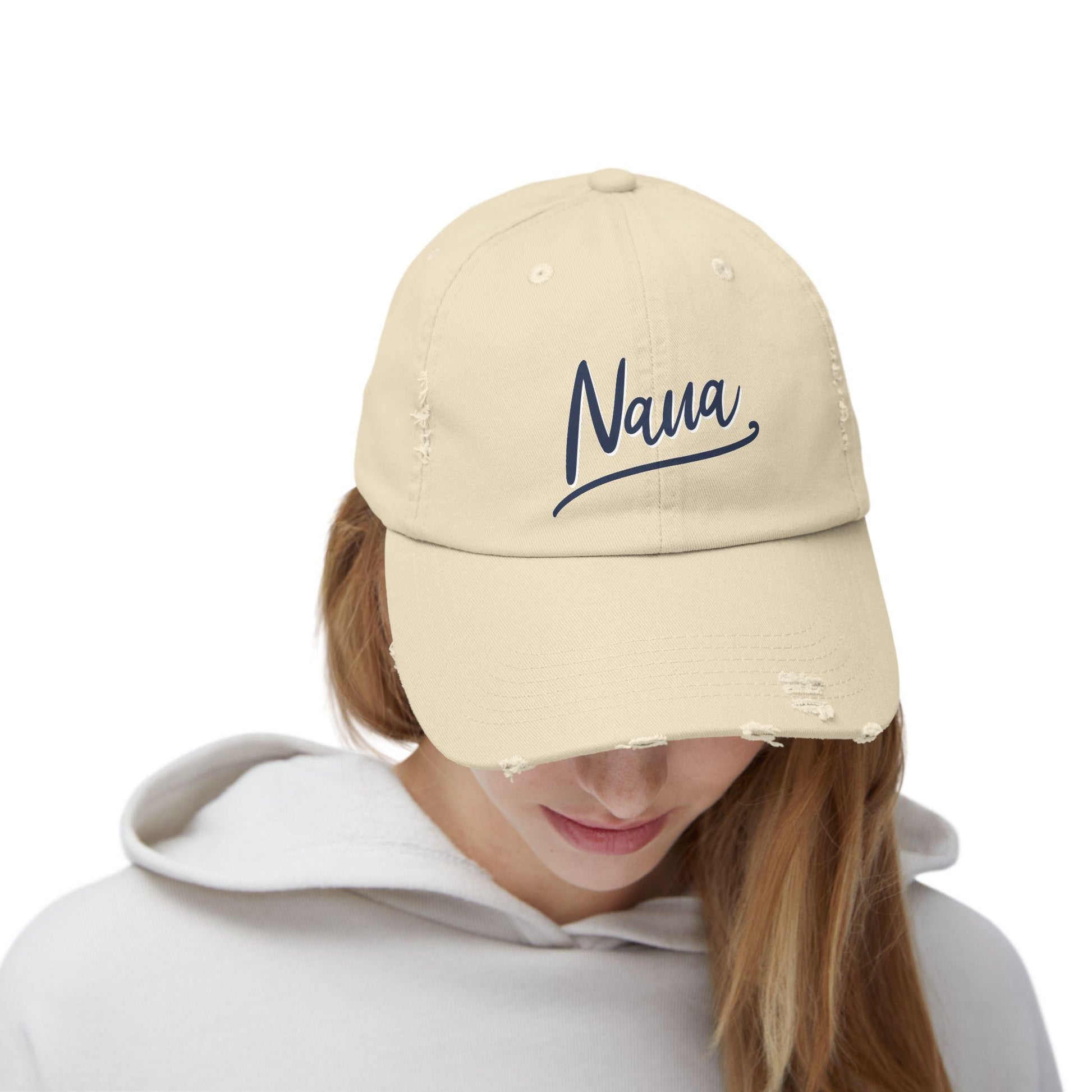 Distressed Cap, Nana Script, Vintage Style Hat, Perfect Gift for Grandparents, Casual Headwear, Unisex Cap for Everyday Wear