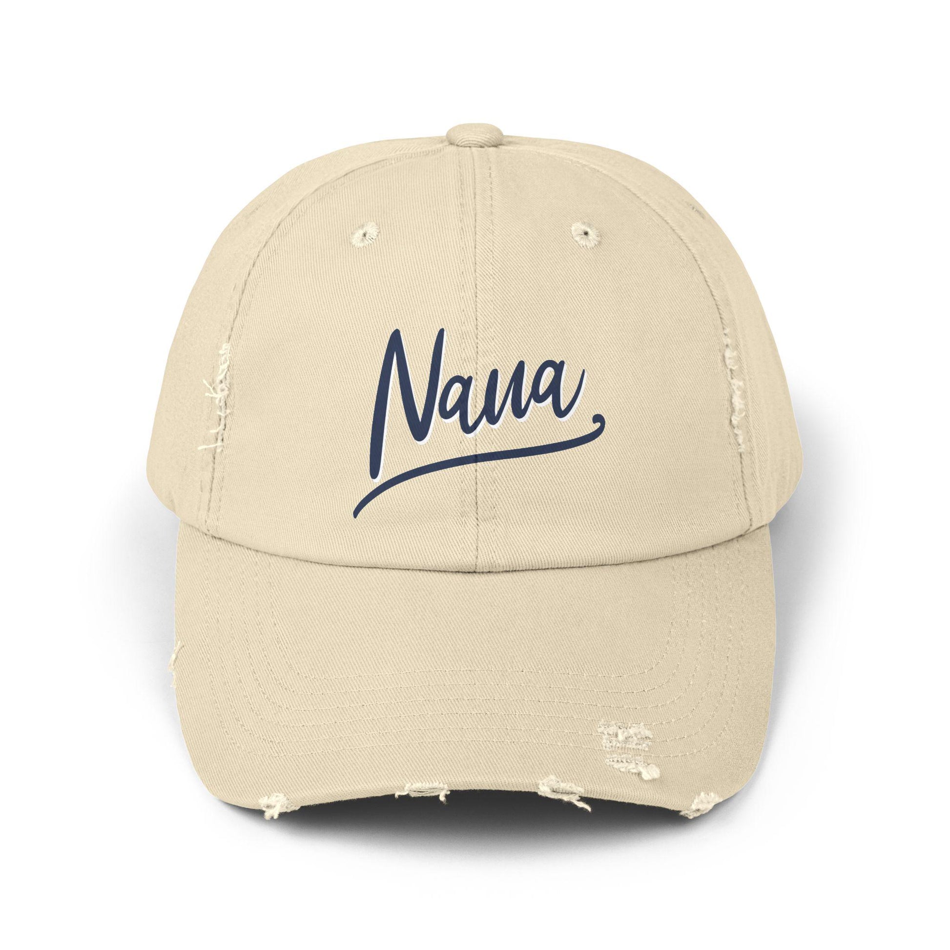 Distressed Cap, Nana Script, Vintage Style Hat, Perfect Gift for Grandparents, Casual Headwear, Unisex Cap for Everyday Wear