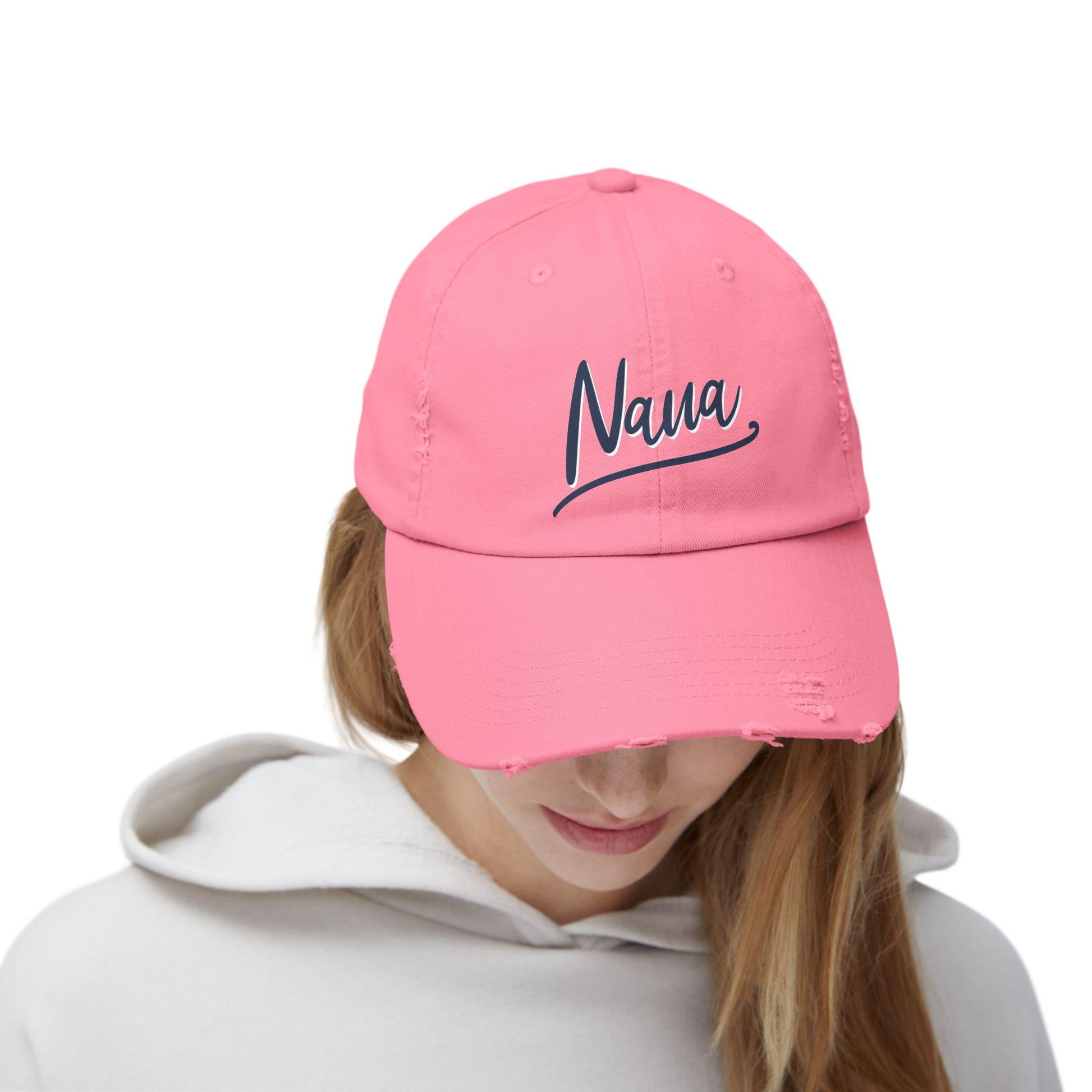 Distressed Cap, Nana Script, Vintage Style Hat, Perfect Gift for Grandparents, Casual Headwear, Unisex Cap for Everyday Wear