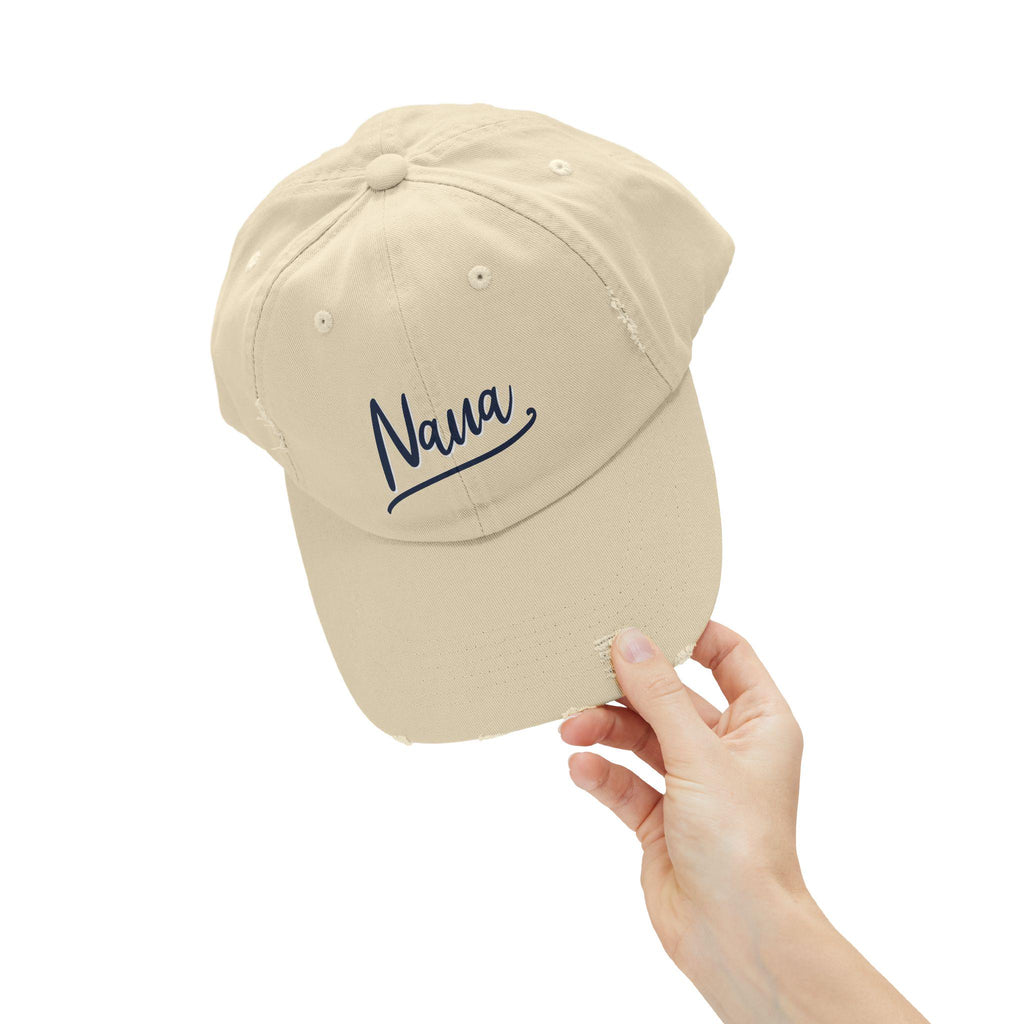 Distressed Cap, Nana Script, Vintage Style Hat, Perfect Gift for Grandparents, Casual Headwear, Unisex Cap for Everyday Wear