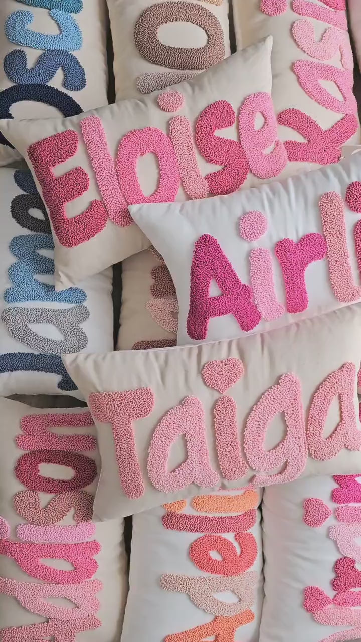 Personalized Baby Girl Room Name Pillow Cover Baby Girl Nursery Pillow Case Punch Needle Girl Kid Gift Dorm Gift Back to School Gift